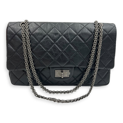 Chanel 2.55 Shoulder Bag Black in Calfskin, Ruthenium hardware_7