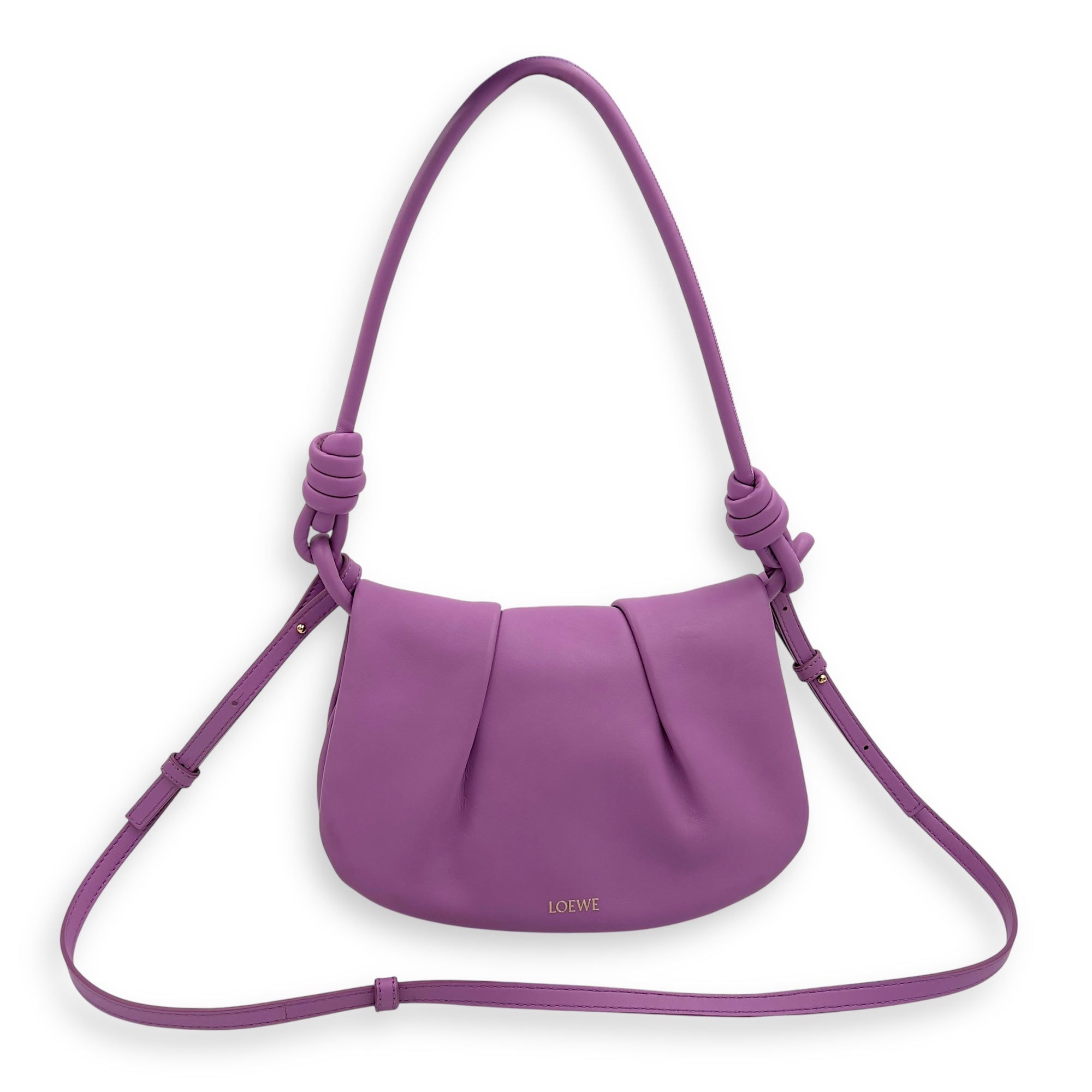 Loewe Paseo Crossbody Bag Purple in Calfskin, Gold hardware_7