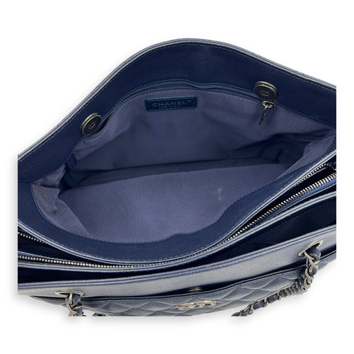 Chanel CC Tote Bag Blue in Caviar Leather, Ruthenium hardware_7