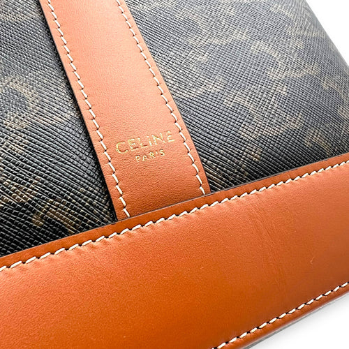 Celine Triomphe Tote Bag Brown in Coated Canvas, Gold hardware_7