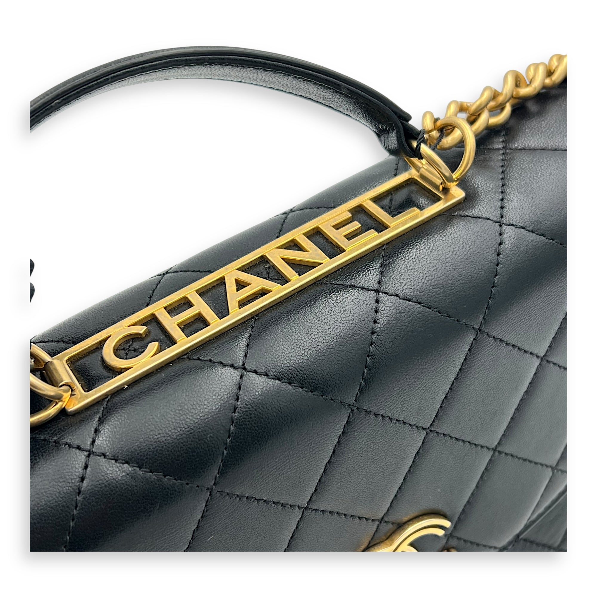 Chanel Trendy Spirit Black Top Handle Bag in Calfskin, Gold hardware_7