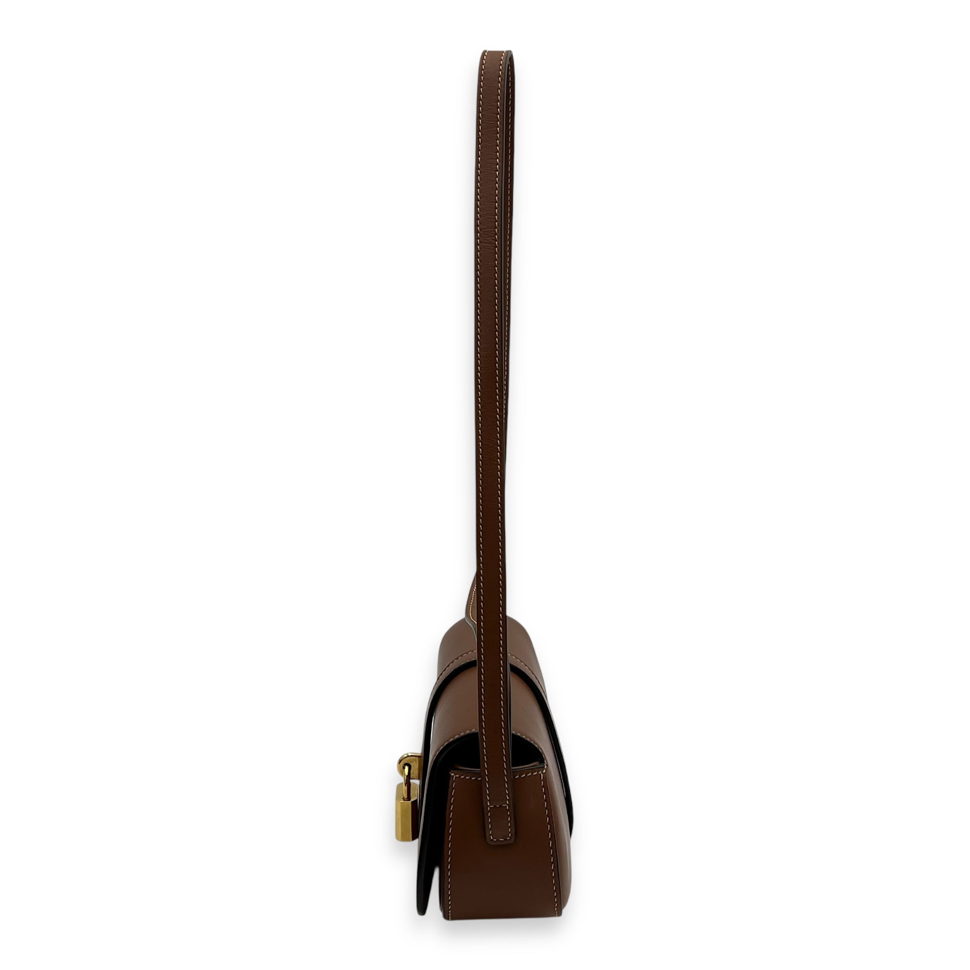 Celine Tabou Shoulder Bag Brown in Calfskin, Gold hardware_3