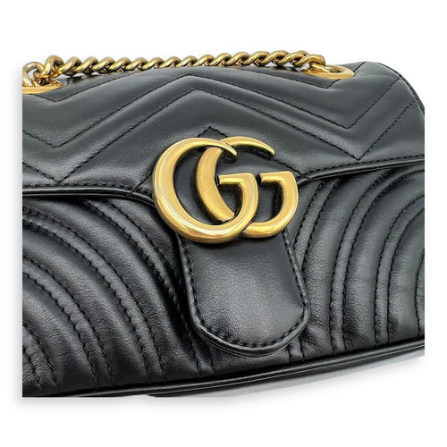 Gucci GG Marmont Shoulder Bag Mini Black in Calfskin, Gold hardware_5