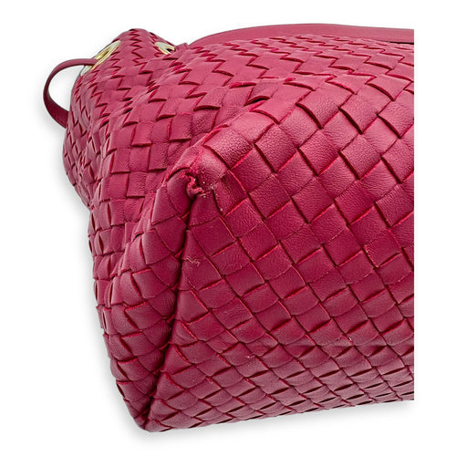 Bottega Veneta Intrecciato Top Handle Bag Red in Calfskin, Gold hardware_3