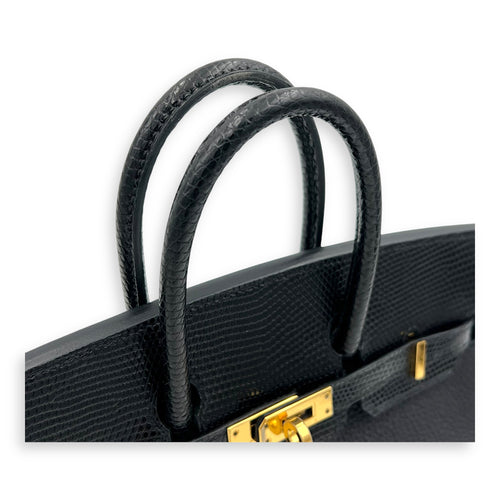 Hermès Birkin Noir Top Handle Bag in Togo & Lizard, Gold hardware_7