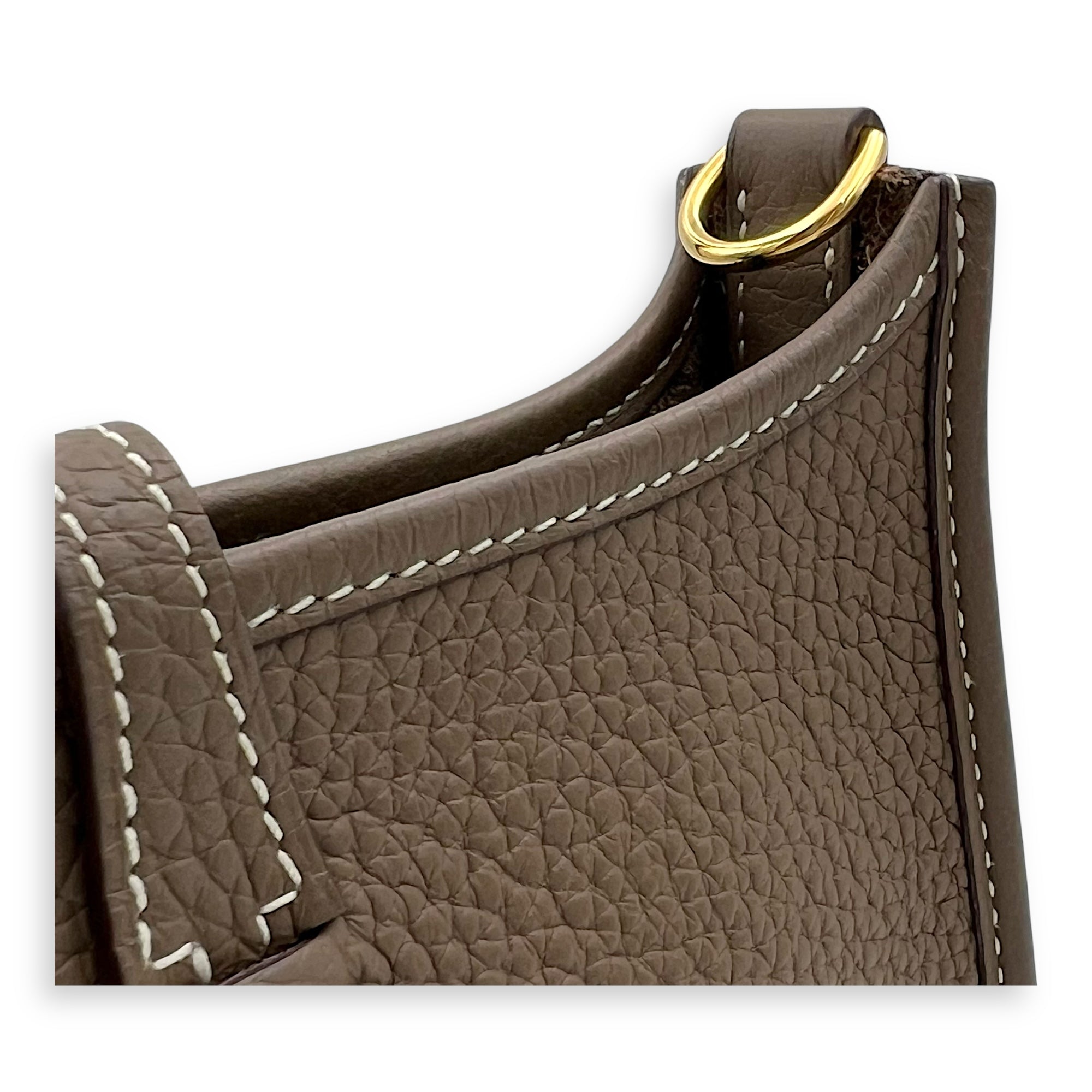 Hermès Evelyne TPM Etoupe Crossbody Bag in Clemence, Gold hardware_7
