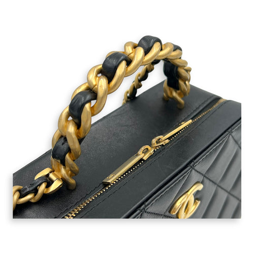 Chanel Vanity Chain Black Top Handle Bag in Lambskin, Gold hardware_7