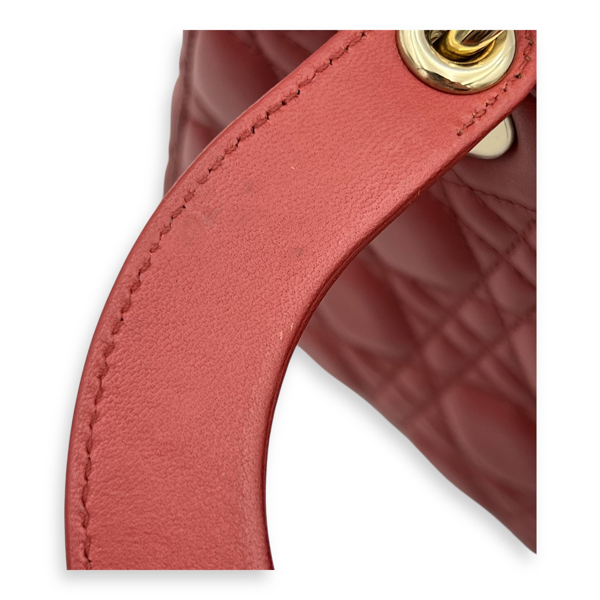 Dior Lady Dior Small Red Top Handle Bag in Lambskin, Gold hardware_5