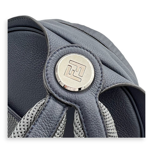 Fendi Chiodo Backpack Blue in Calfskin, Silver hardware_6