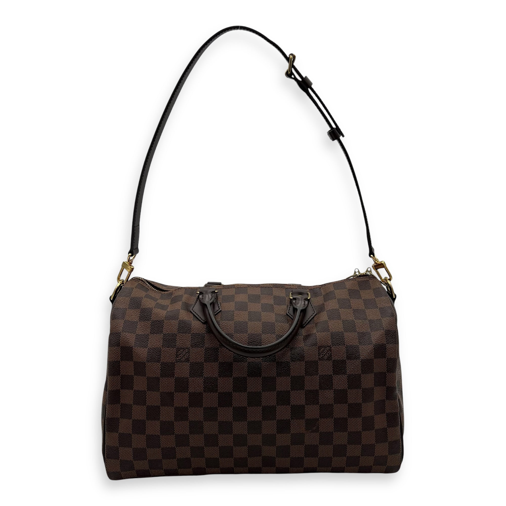 Louis Vuitton Speedy 35 Brown Top Handle Bag in Coated Canvas, Gold hardware_9