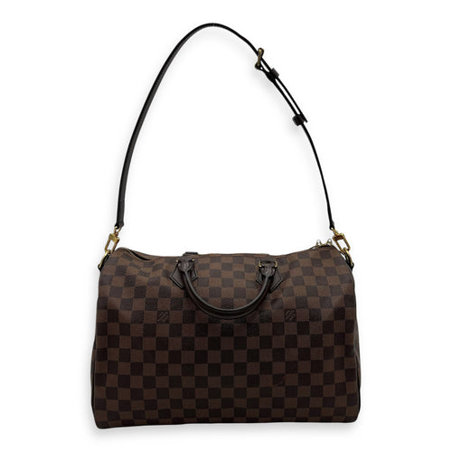 Louis Vuitton Speedy 35 Brown Top Handle Bag in Coated Canvas, Gold hardware_9