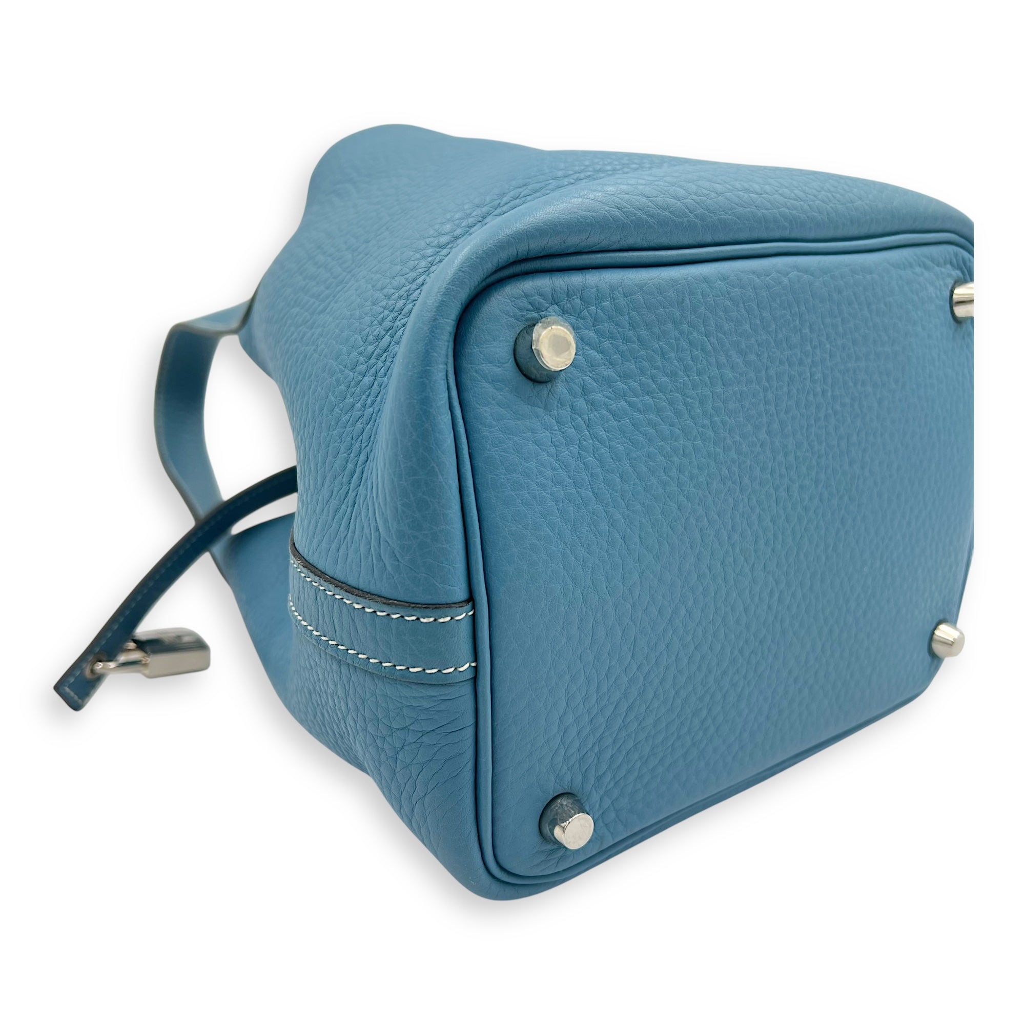 Hermès Picotin 18 Blue Jean Top Handle Bag in Clemence, Palladium hardware_9