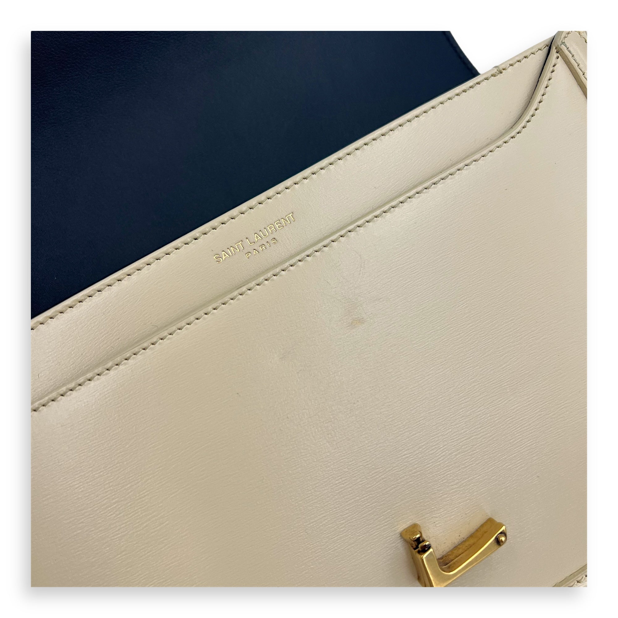 Saint Laurent Solferino Shoulder Bag Black & White in Calfskin, Gold hardware_7