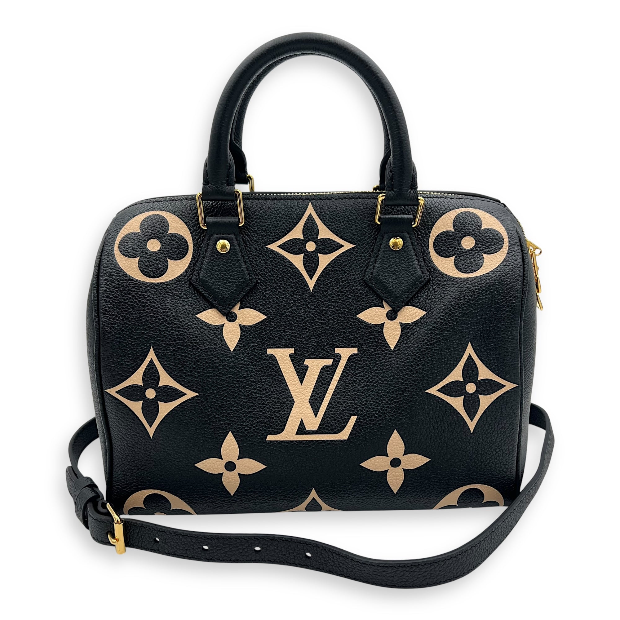 Louis Vuitton Speedy Bandouliere 25 Bicolor Top Handle Bag in Empreinte Leather, Gold hardware_5