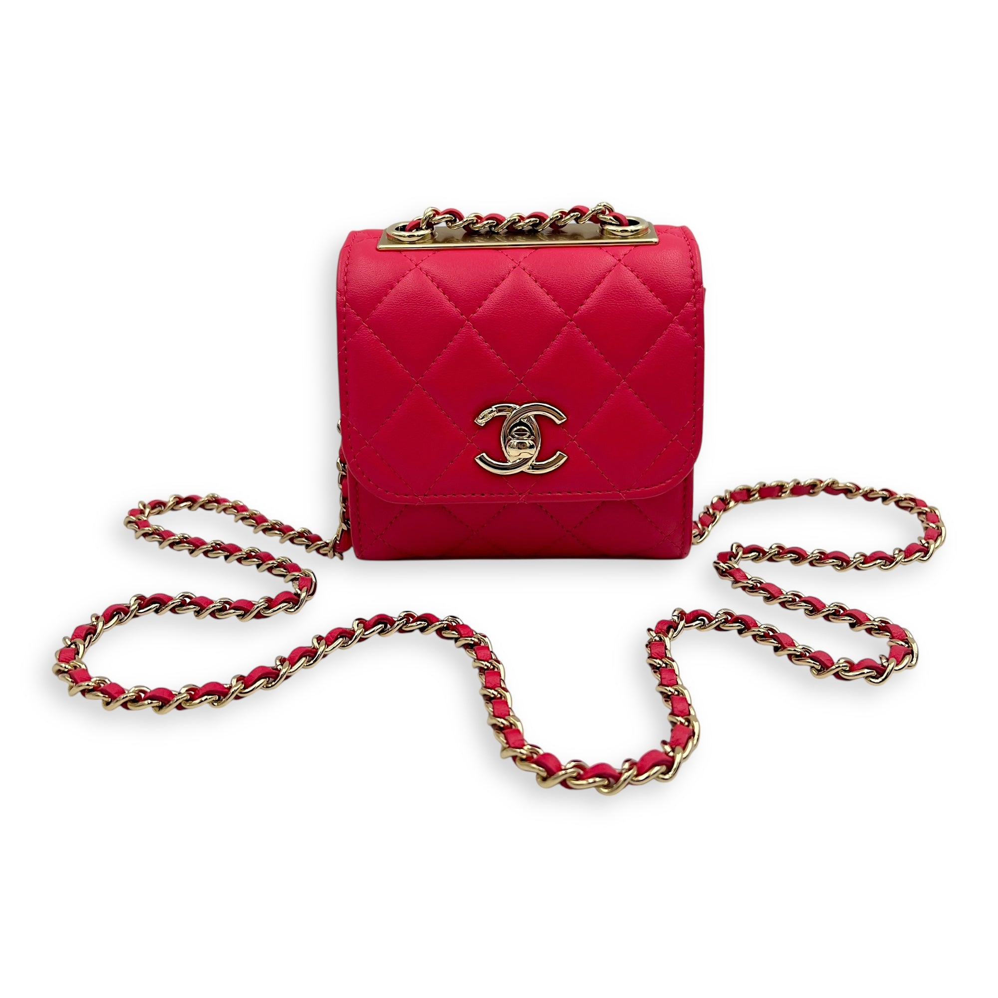 Chanel CC trendy Wallet On Chain Pink in Lambskin, Gold hardware_5