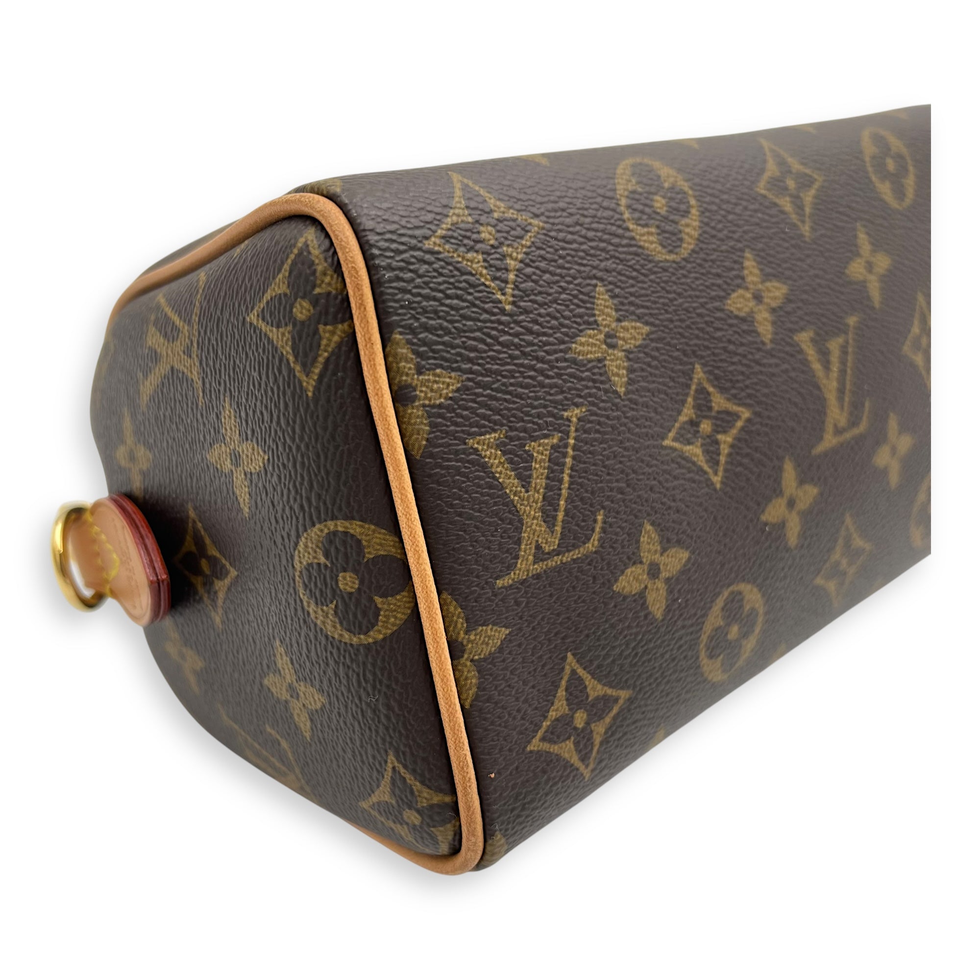 Louis Vuitton Speedy Bandouliere 20 Brown Top Handle Bag in Monogram Coated Canvas, Gold hardware_5