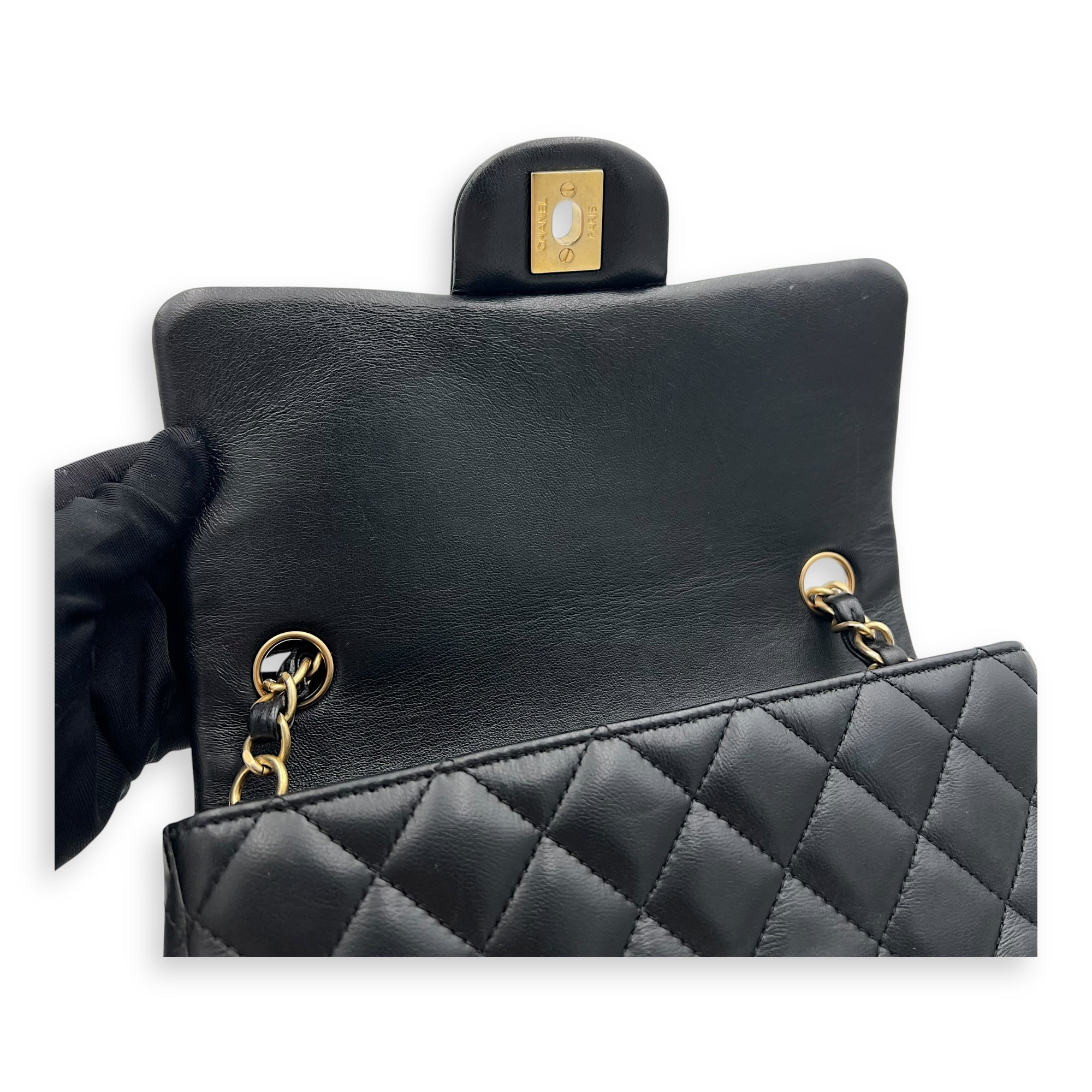 Chanel Lucky Charm Classic Mini Black Shoulder Bag in Lambskin, Mixed hardware_7