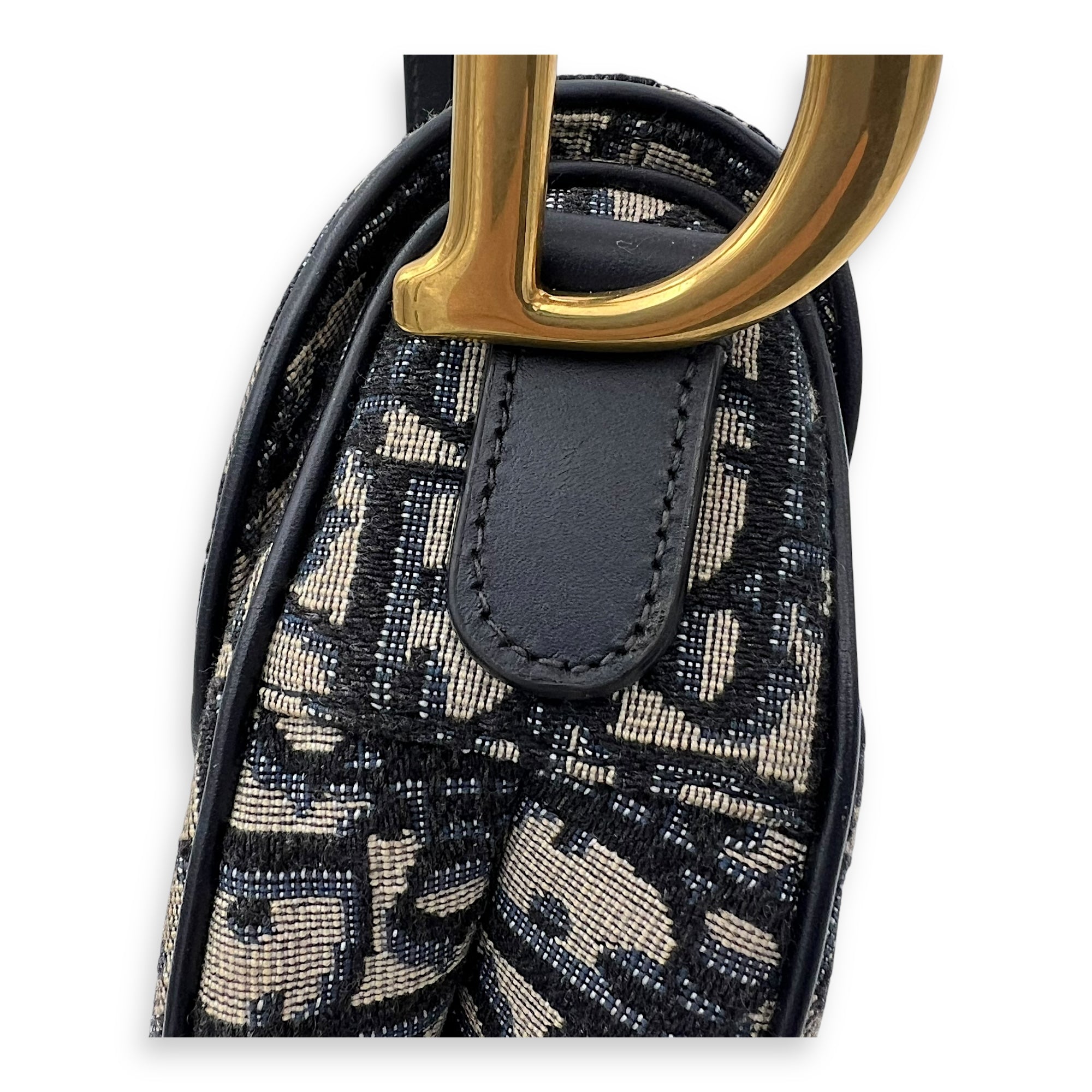Dior Saddle Shoulder Bag Blue in Jacquard, Gold hardware_1