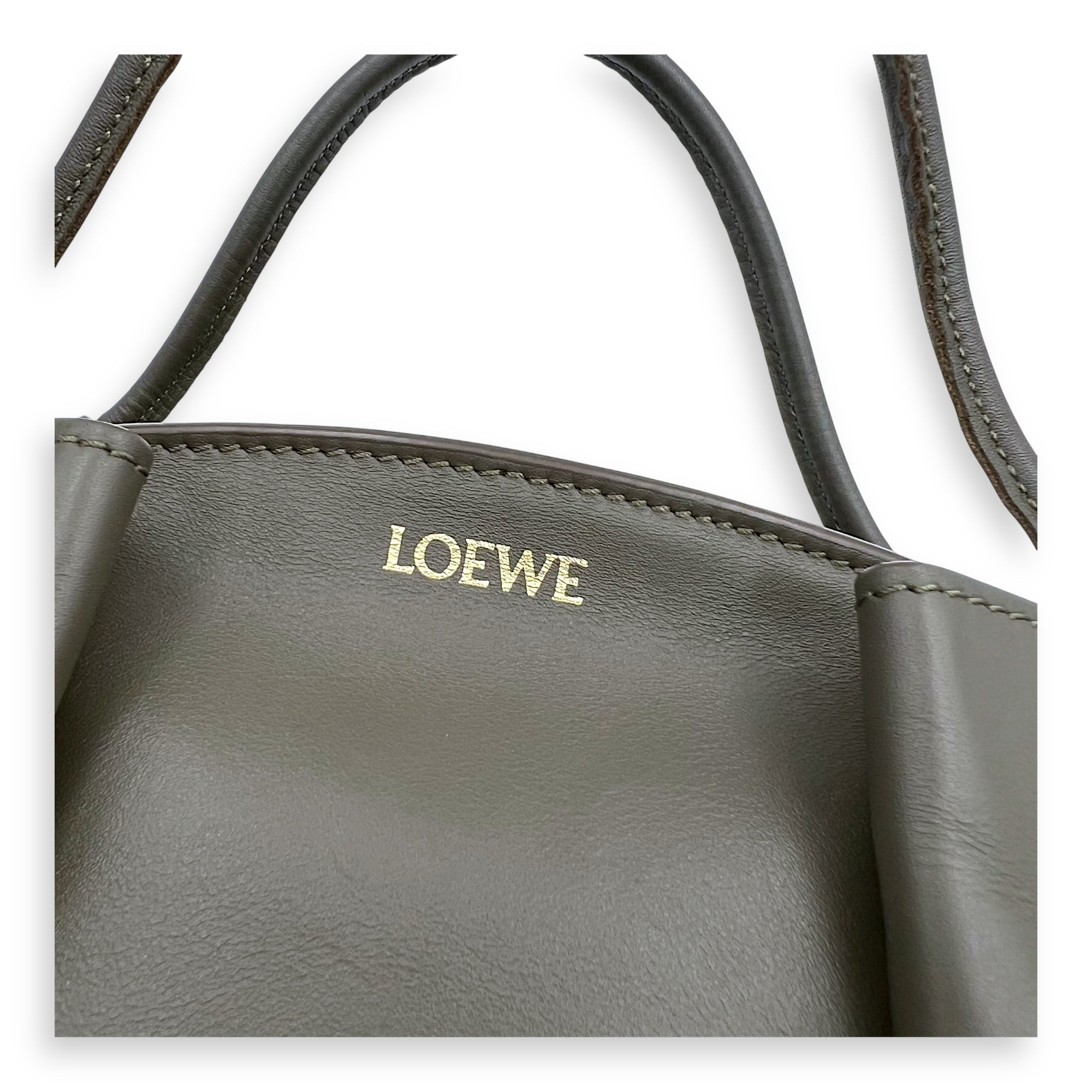 Loewe Paseo Top Handle Bag Green in Calfskin, Gold hardware_6