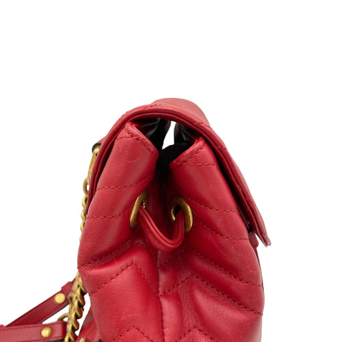 Marmont Red Backpack in Calfskin, Gold hardware