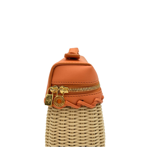 Extra Pocket L19 East Orange Crossbody Bag in leather wicker, Gold hardware