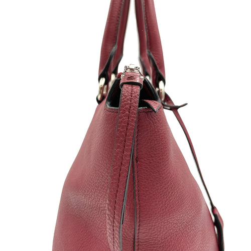 Two-Way Red Top Handle Bag in Calfskin, Sliver hardware