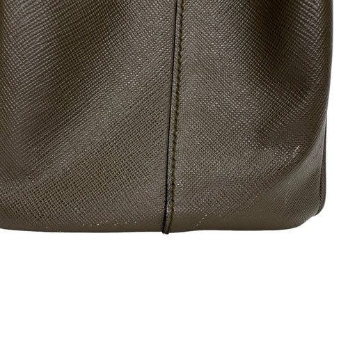 Galleria Green Top Handle Bag in Saffiano Leather, Gold hardware