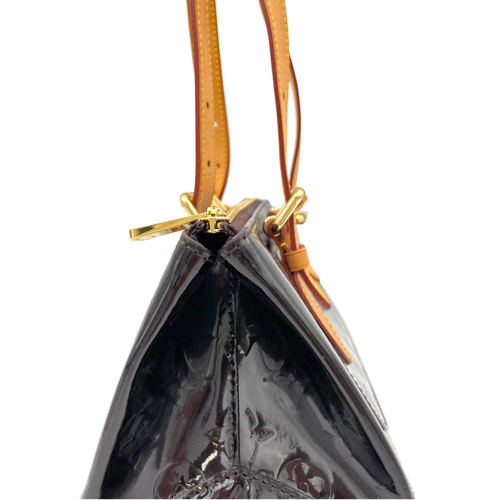 Rosewood Avenue Purple Shoulder Bag in Patent Leather, Gold hardware