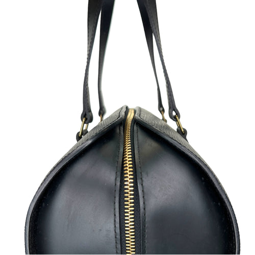 Soufflot Black Top Handle Bag in Epi Leather, Gold hardware