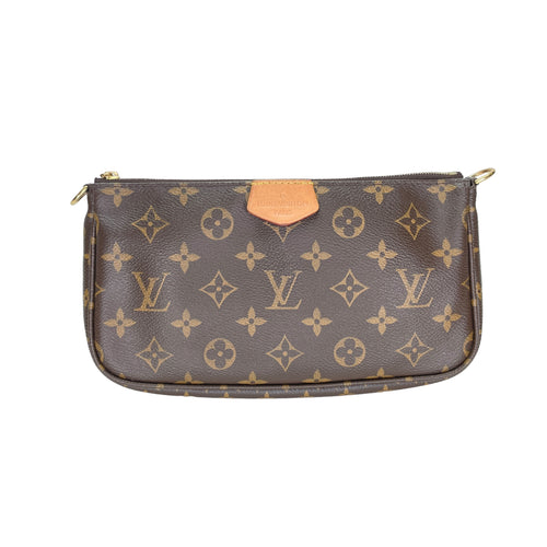 Multi-Pochette Accessoires Brown Shoulder Bag in Monogram Coated Canvas, Gold hardware