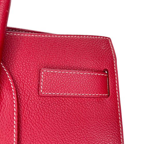 Sac 2 Jours Small Red Top Handle Bag in Calfskin, Silver hardware