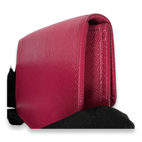 Flap Pink Wallet in Saffiano Leather, Gold hardware