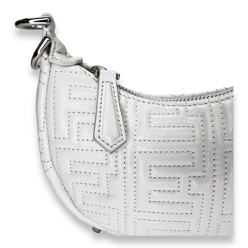 Fendigraphy Nano White Top Handle Bag in Calfskin, Silver hardware