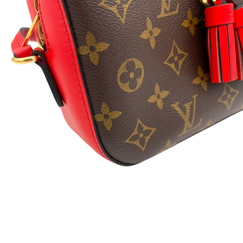 Saintonge Brown Crossbody Bag in Monogram Coated Canvas, Gold hardware