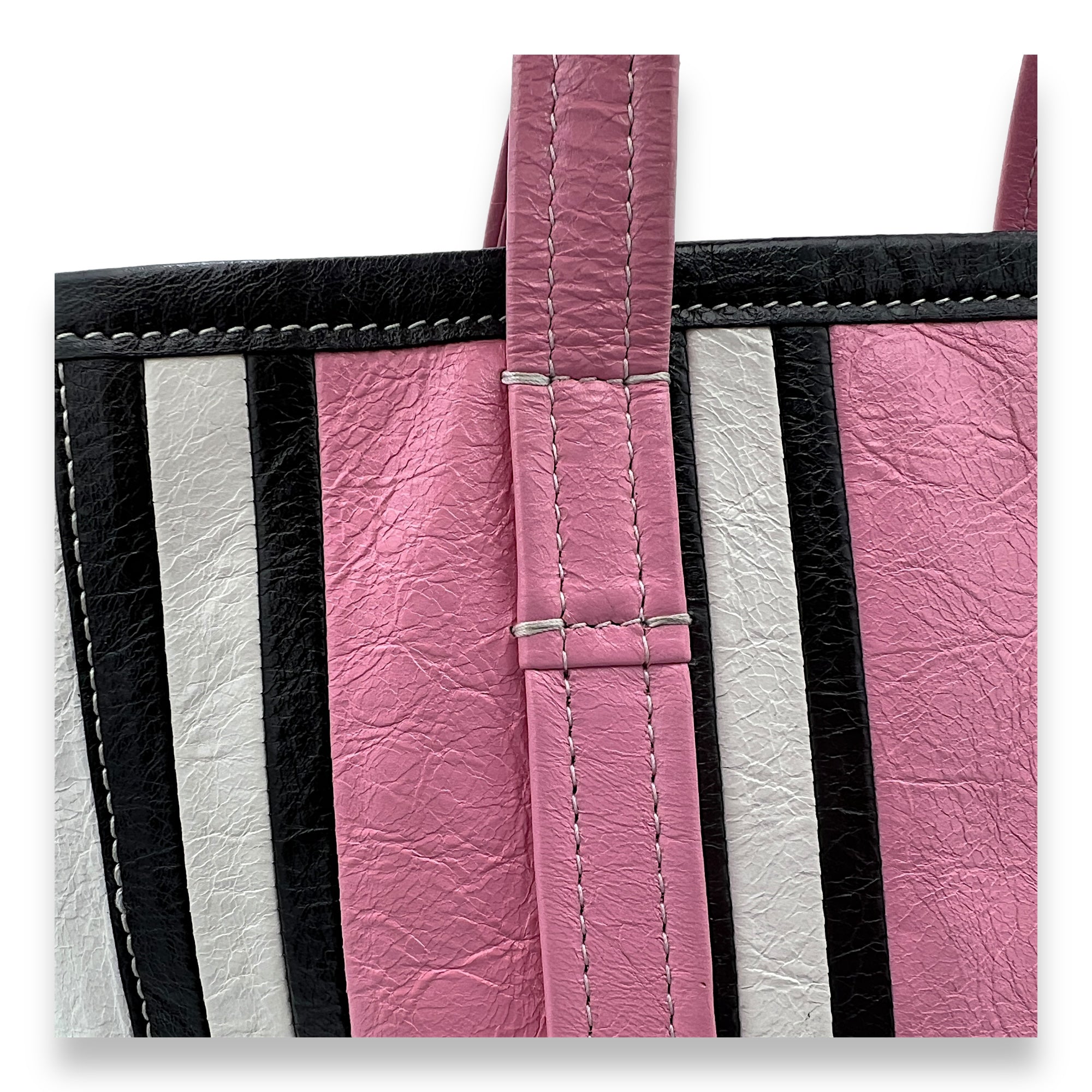 Barbes East West Pink Tote Bag in Calfskin, Silver hardware