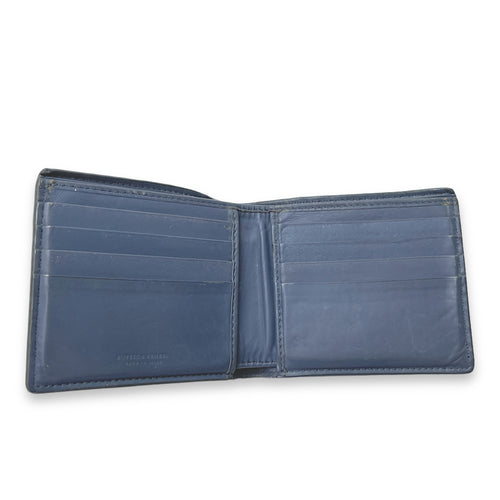 Intrecciato Compact Grey Wallet in Calfskin