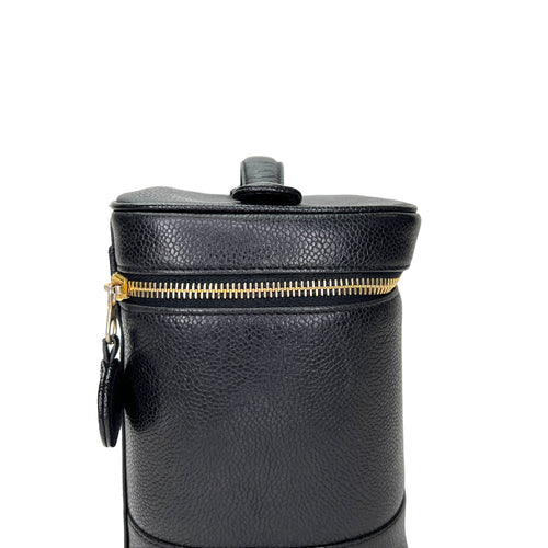 Vanity Top Handle Bag  Black in Caviar Leather , Gold Hardware