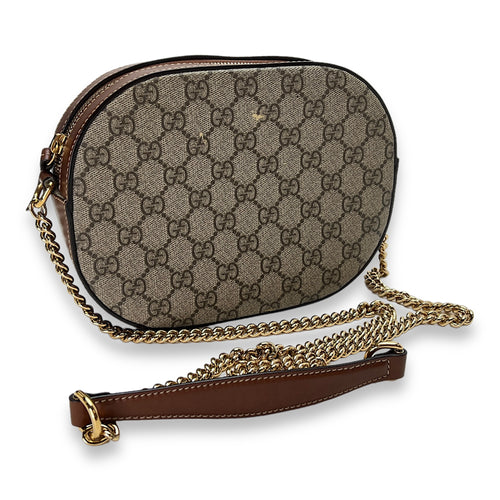 GG supreme Crossbody Bag  Brown in Coated Canvas , Gold Hardware