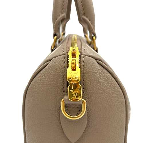 Speedy Bandouliere 20 Grey Top Handle Bag in Monogram Empreinte Leather, Gold hardware