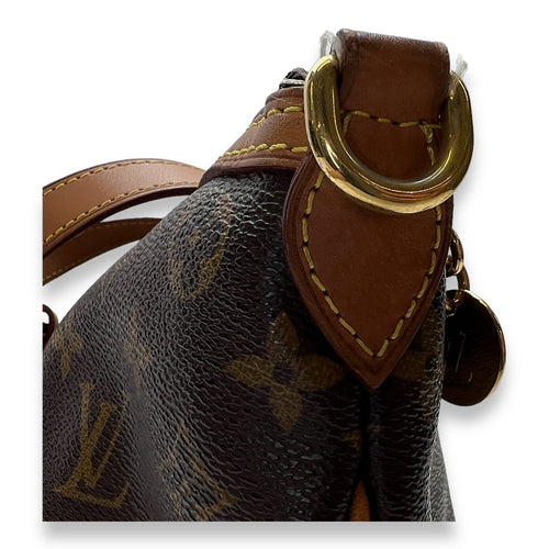 Palermo Top Handle Bag  Brown in Monogram Coated Canvas , Gold Hardware