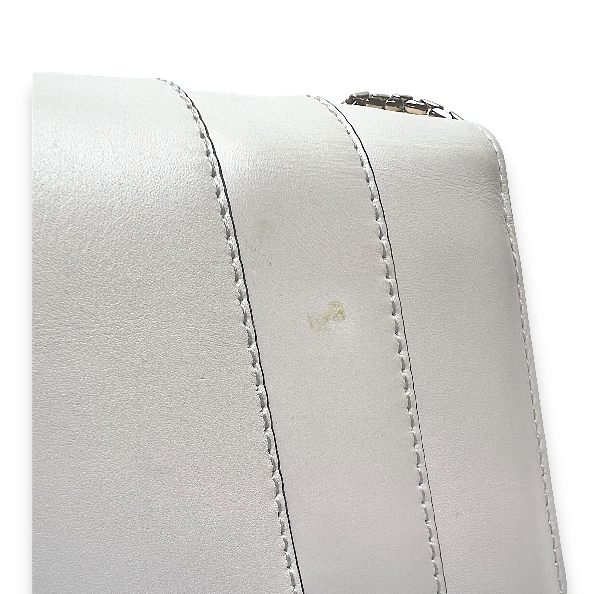 Serpenti Forever Medium White Shoulder Bag in Calfskin, Light Gold hardware