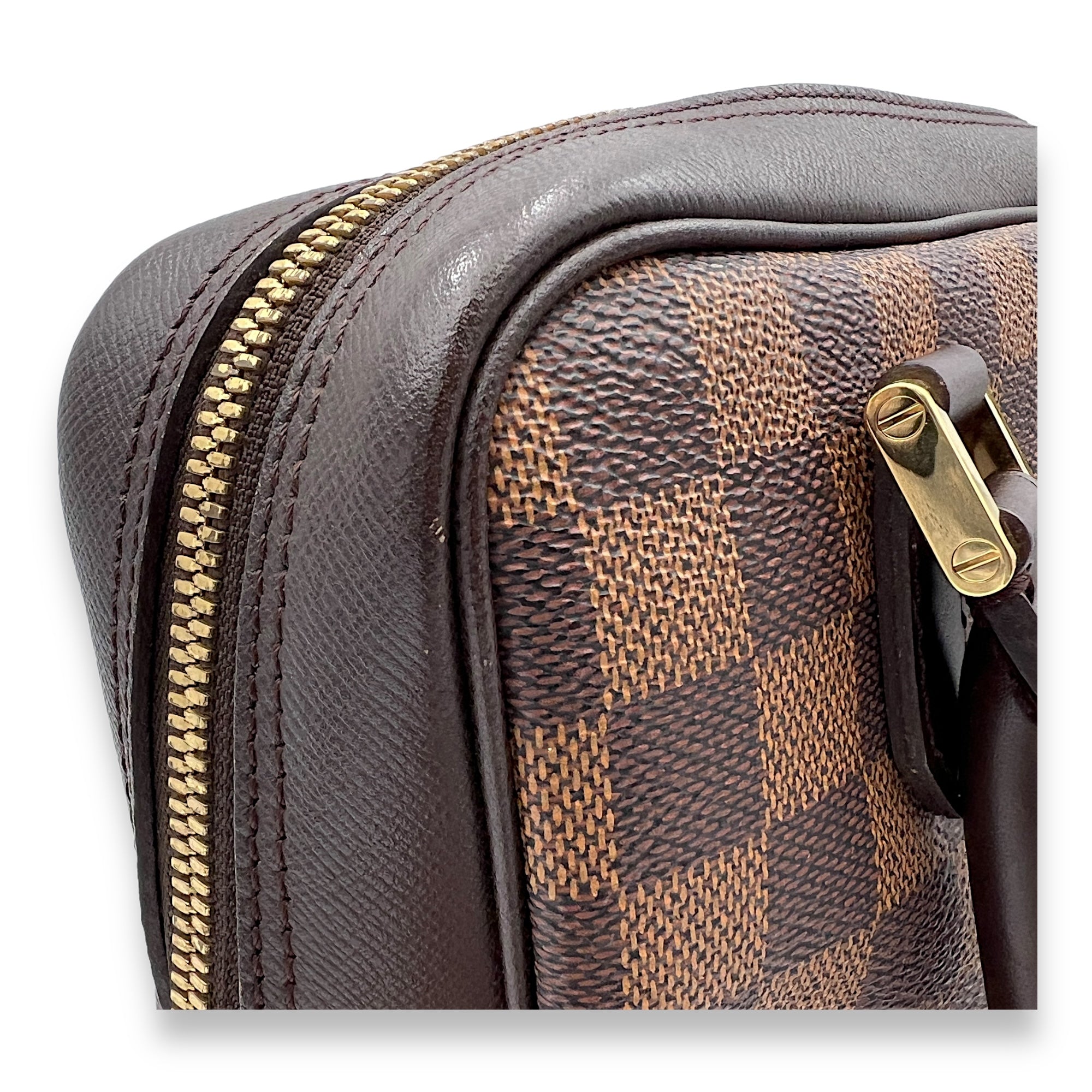 Brera Top Handle Bag Brown in Coated Canvas, Gold hardware