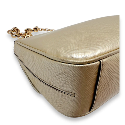 Luciana Gancini Gold Shoulder Bag in Calfskin, Rose Gold hardware