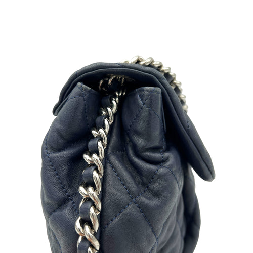 Chain Around Blue Crossbody Bag in Lambskin, Silver hardware