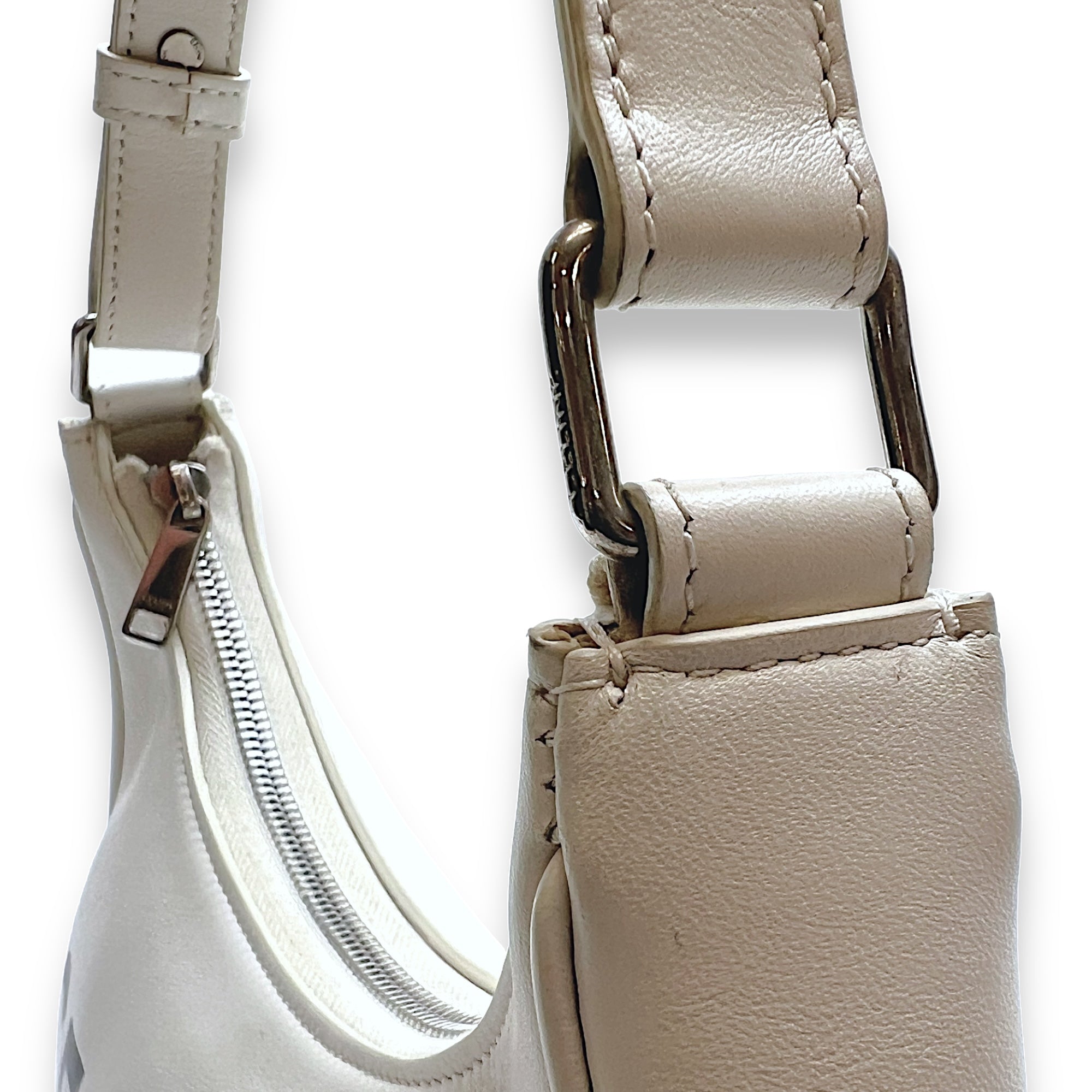 Ava Shoulder Bag  White in Calfskin , Silver Hardware