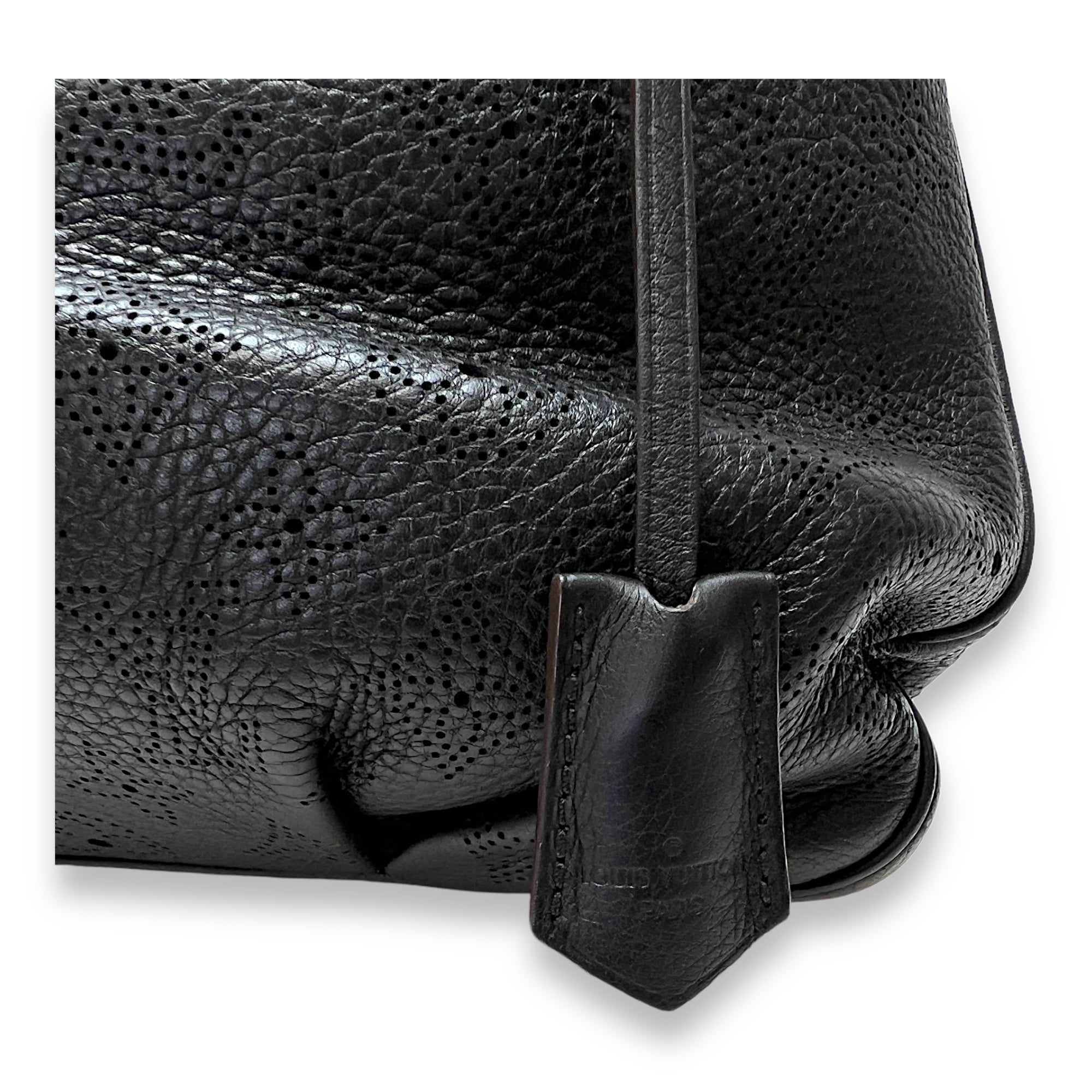 Selene Black Shoulder Bag in Mahina Leather, Silver hardware