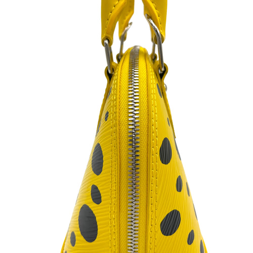 Alma X Yayoi Kusama BB Yellow Top Handle Bag in Epi Leather, Silver hardware