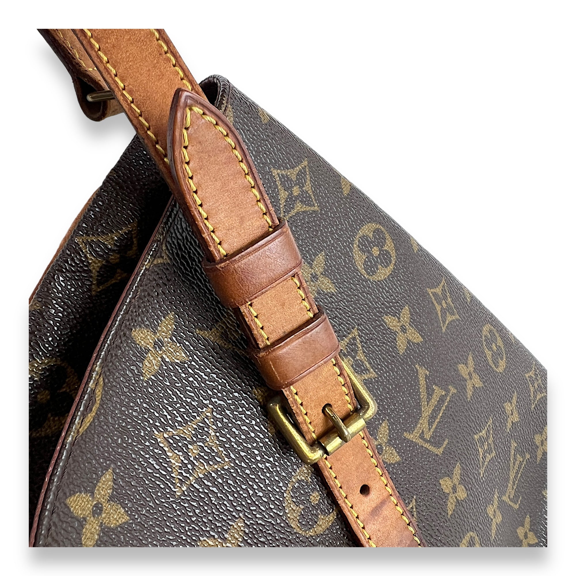 Musette Tango Brown Shoulder Bag in Monogram Coated Canvas, Gold hardware