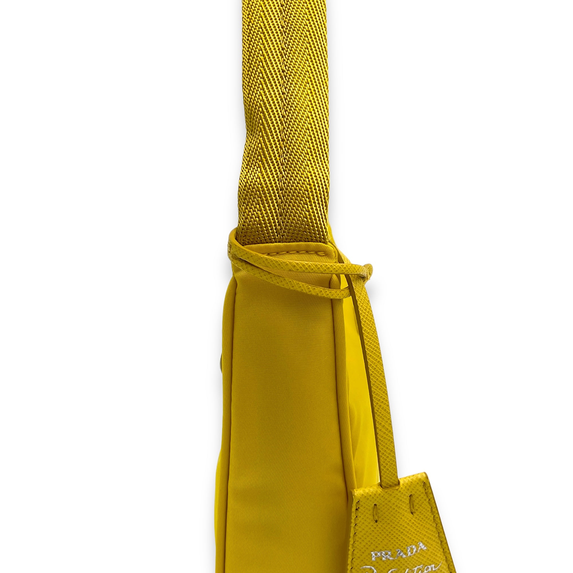 Re-Edition 2000 Yellow Shoulder Bag in Re-Nylon, Silver hardware