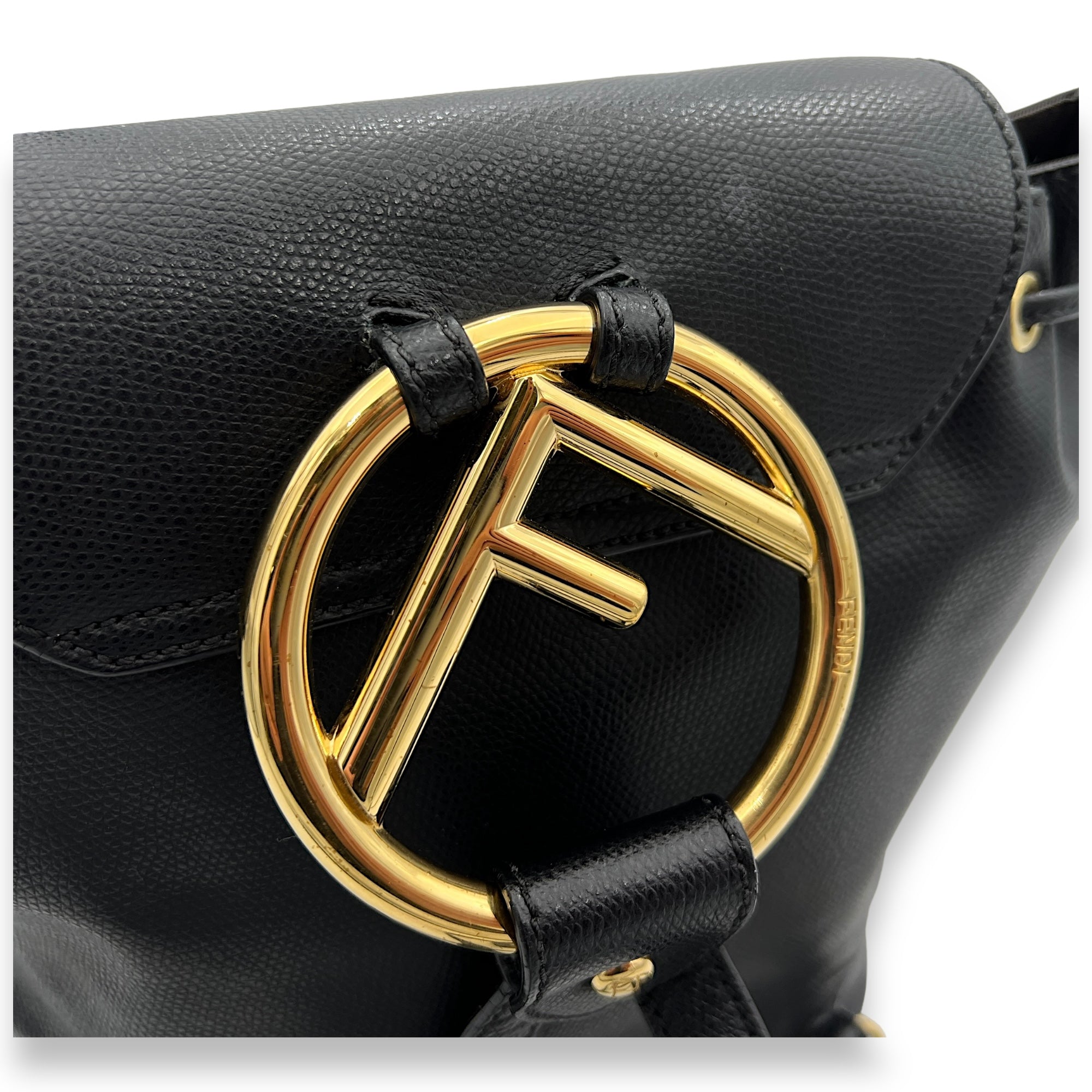 Flap Black Backpack in Calfskin, Gold hardware